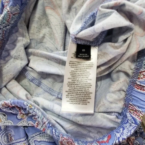 Lauren Ralph Lauren Women's small Blue Paisley Pajama Set Button Top Capri Pant - Picture 10 of 11